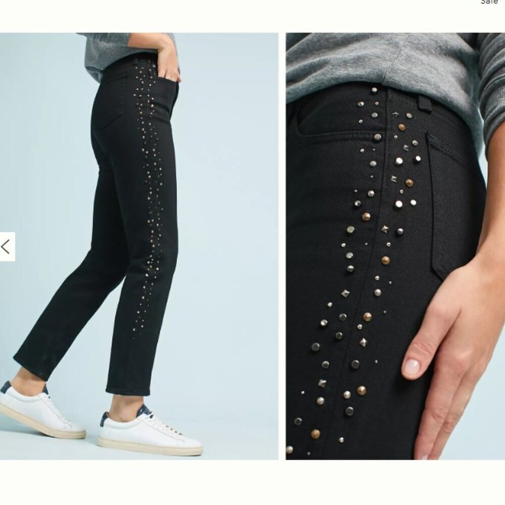ANTHROPOLOGIE X AG The Isabella High Rise Straight Studded Jeans. 26X28 - Picture 9 of 9